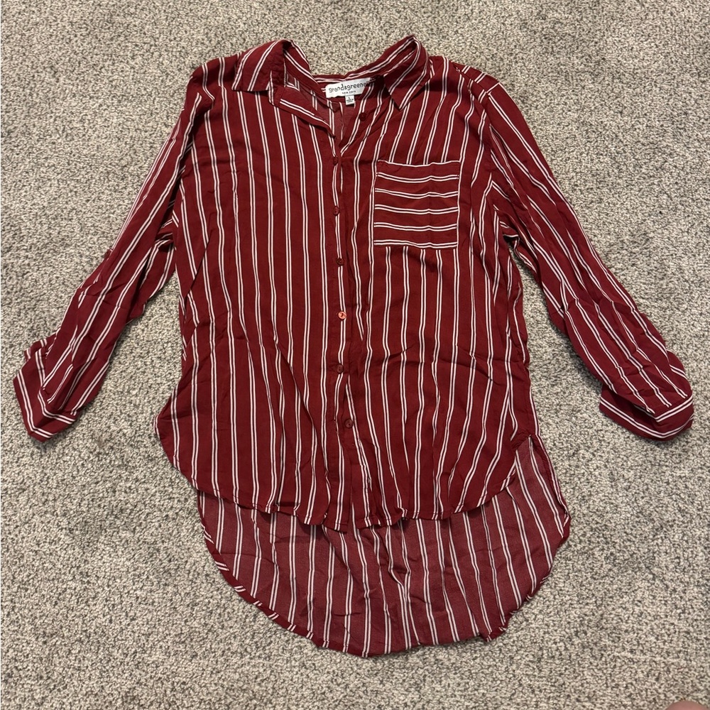 Grand & Greene Maroon Striped Button-Down Shirt